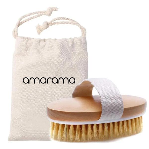 amarama's wooden exfoliating brush with natural bristles